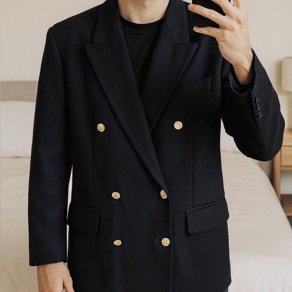 Vintage Burberrys Wool Blazer: Equestrian Gold Buttons